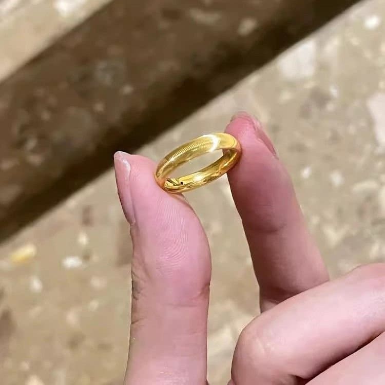 Sparkling 5G Gold Cat Eye Ring 24K Yellow Gold Ring - Mingren Jewelry